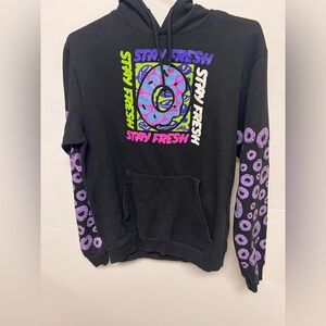 FRESH LAUNDRY HOODIE MEN’S BLACK LARGE STAY FRESH DONUT GRAPHICS SWEATSHIRT